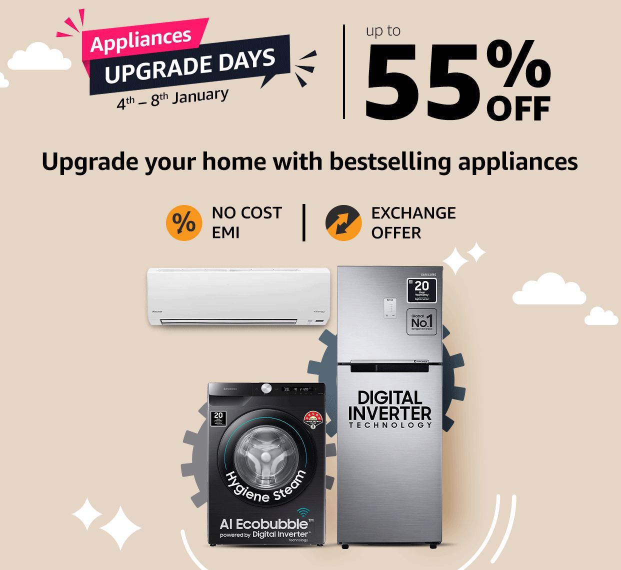 Home appliances minimum 55% off